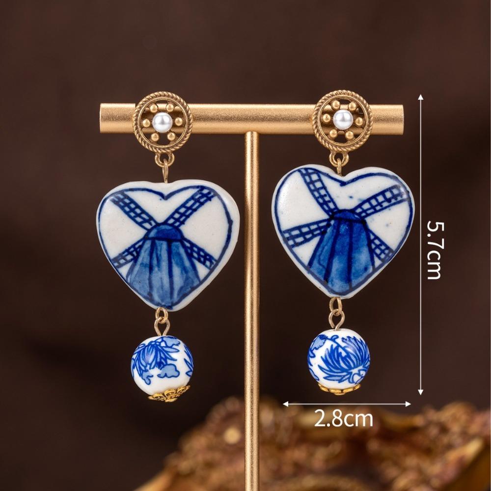 Enamel Relief National Style New Chinese Plum Blossom Earrings Medieval Vintage Gorgeous Retro Old Earrings