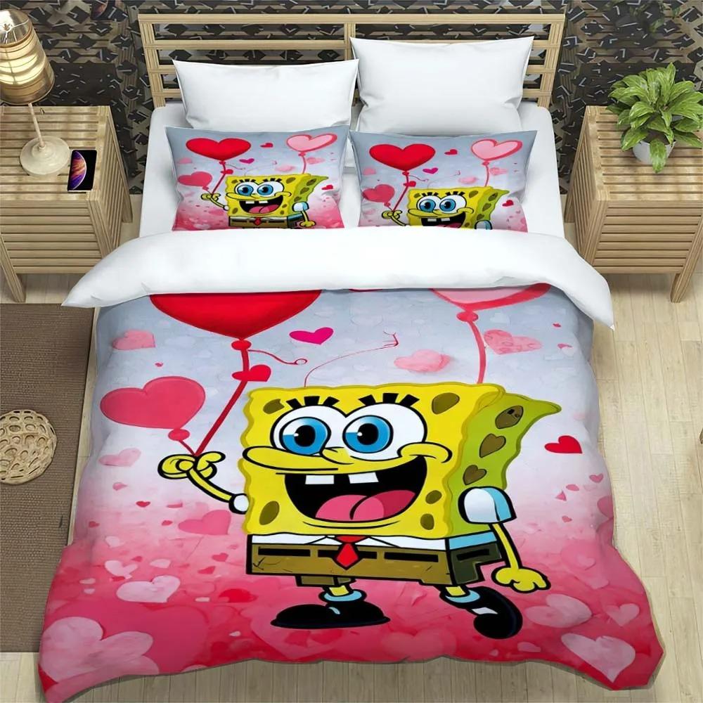 Hot Sale 3D SpongeBob Anime Bedding Set Baby Duvet Cover Sets Bedclothes Twin Single King Kids Adult Teens Best Gift