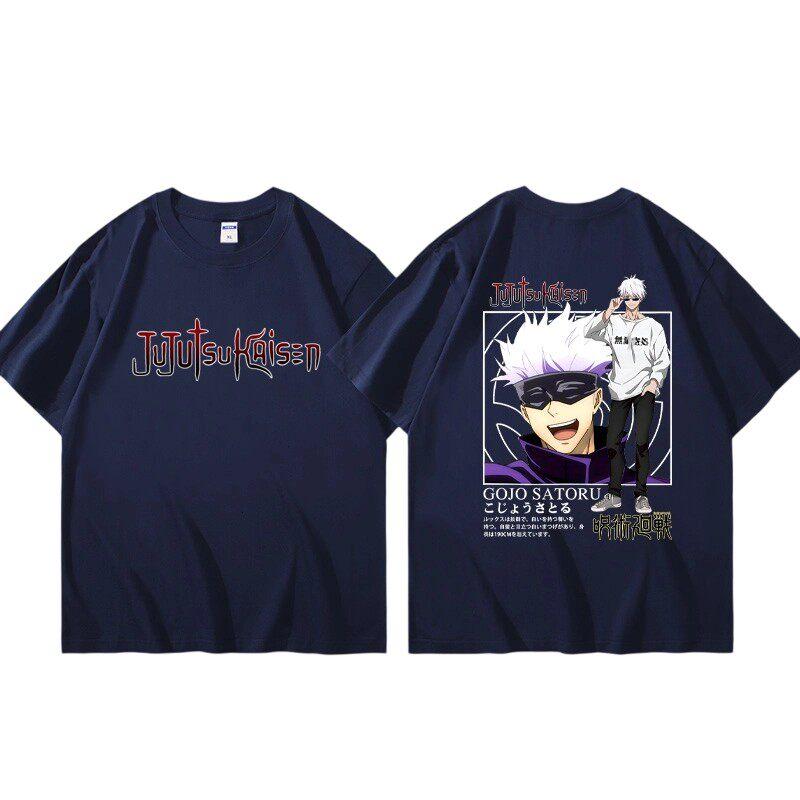 Jujutsu Battle Anime Peripheral Gojo Wu Pure Cotton Cartoon Printed Unisexs and Unisexs Clothing Summer New Short Sleeves