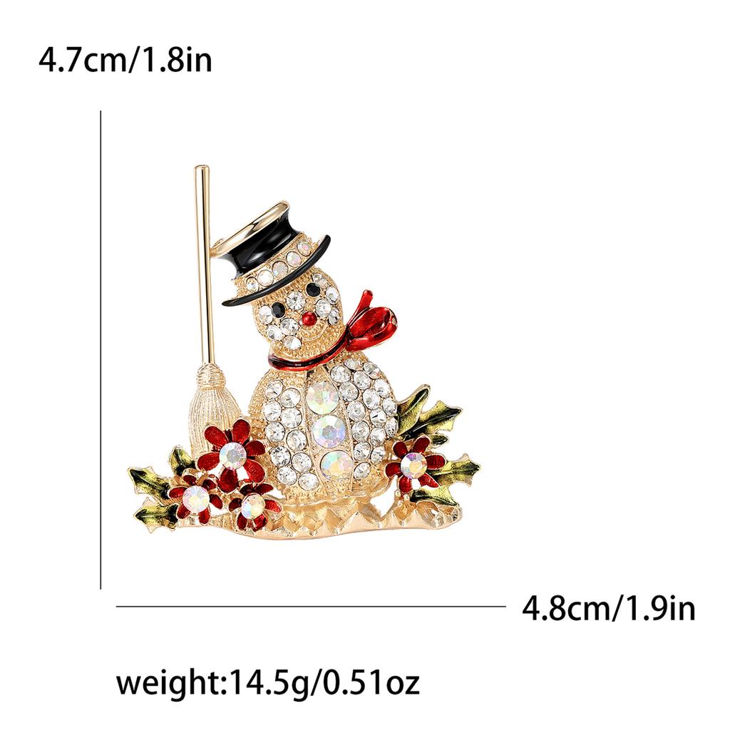 Spilla Decorativa Fumetto Carino Strass Scopa Pupazzo di Neve Moda Semplice Spilla per Abito Cappotto