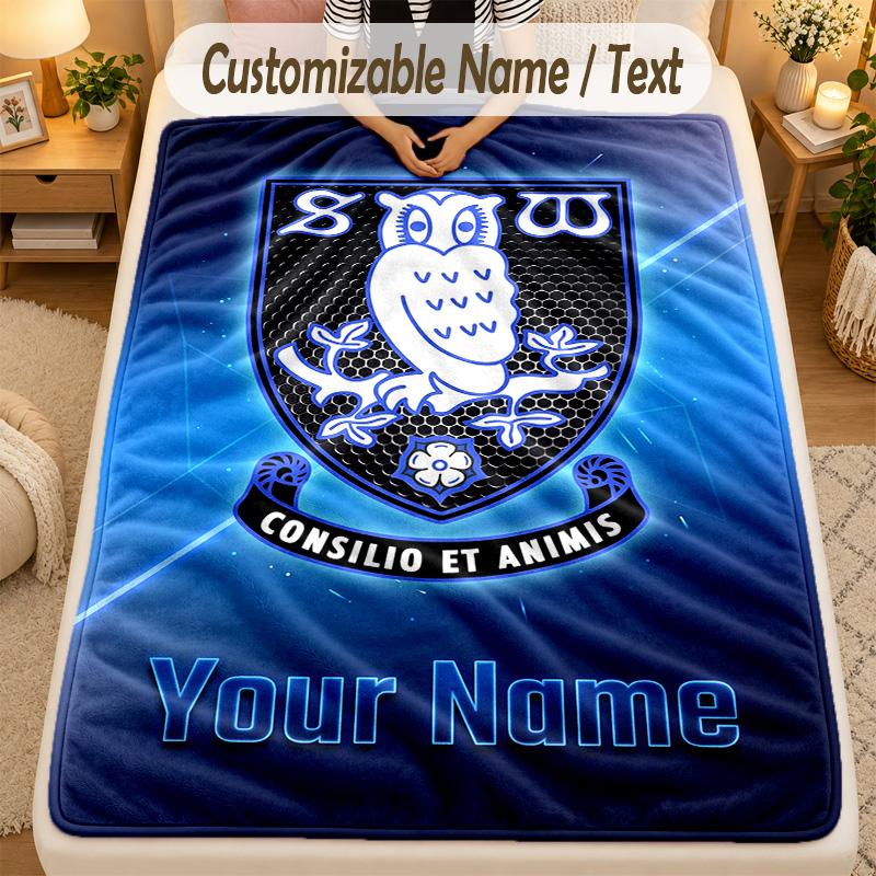 Flannel BlanketSheffield Wednesday FC Custom Name Text Personalized Soft Warm Throw Blanket Home Decor Gift