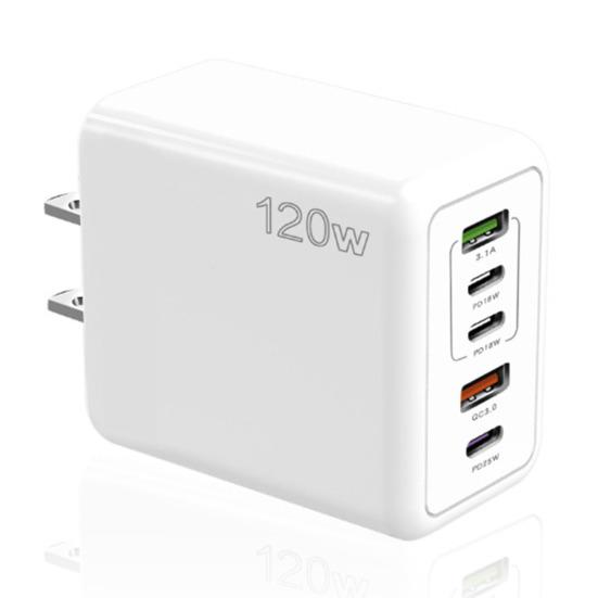 Charger 120W Mobile Phone Fast Charging Type-C US Plug PD/USB Multi-Port Safe Efficient Charging High Power Charger