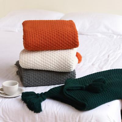 Vintage Grid Texture Knitted Throw Blanket, Soft Comfortable All-Season Cover for Sofa, Bed End, Travel, Home Decor - Mixed Color
