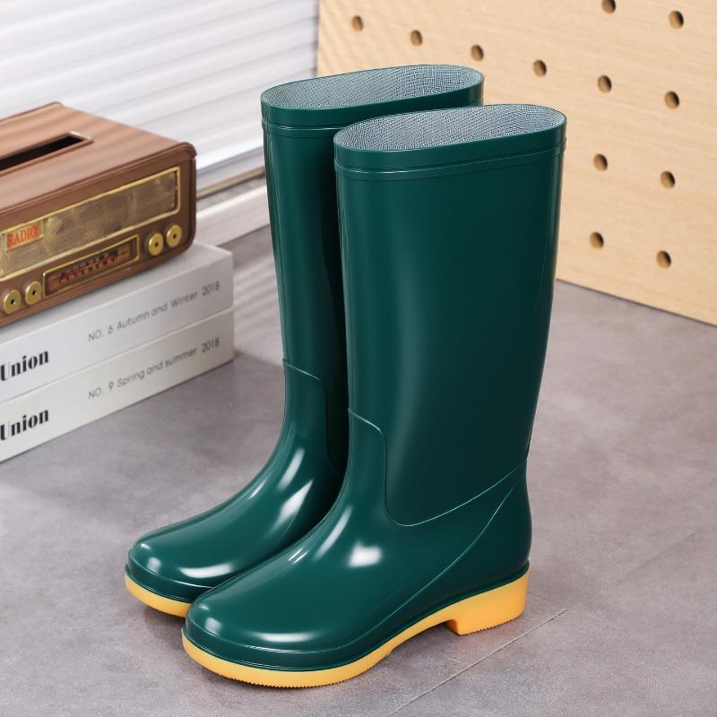 Women's high rain boots labor boots lightweight PVC non-slip mesh yarn inner women's rain shoes back kitchen cleaning water boots rubber shoes