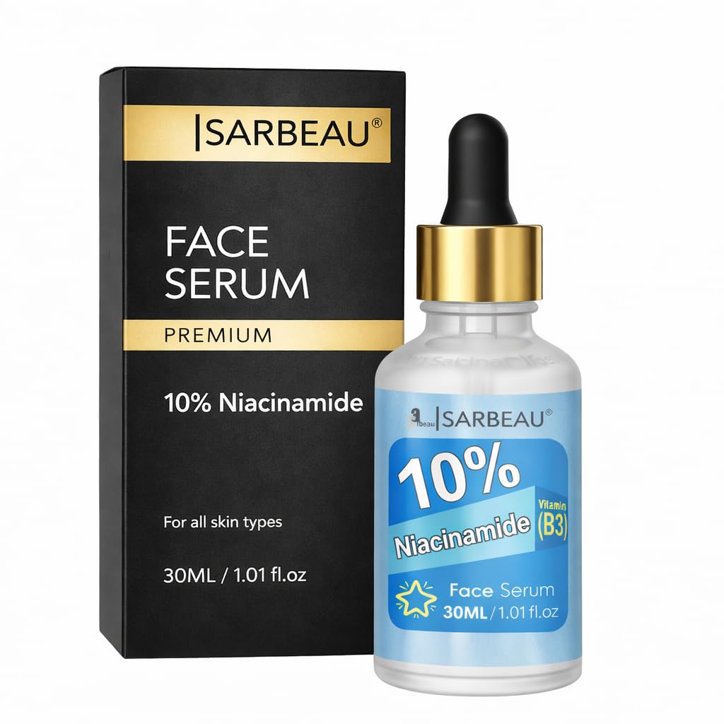 Sarbeau %10 Niasinamid Yüz Serumu (B3 Vitamini) 30ml - Yağ Kontrolü, Gözenek Sıkılaştırma, Sivilce İzlerini Azaltma, Cilt Aydınlatma ve Pürüzsüzleştirme Serumu for M