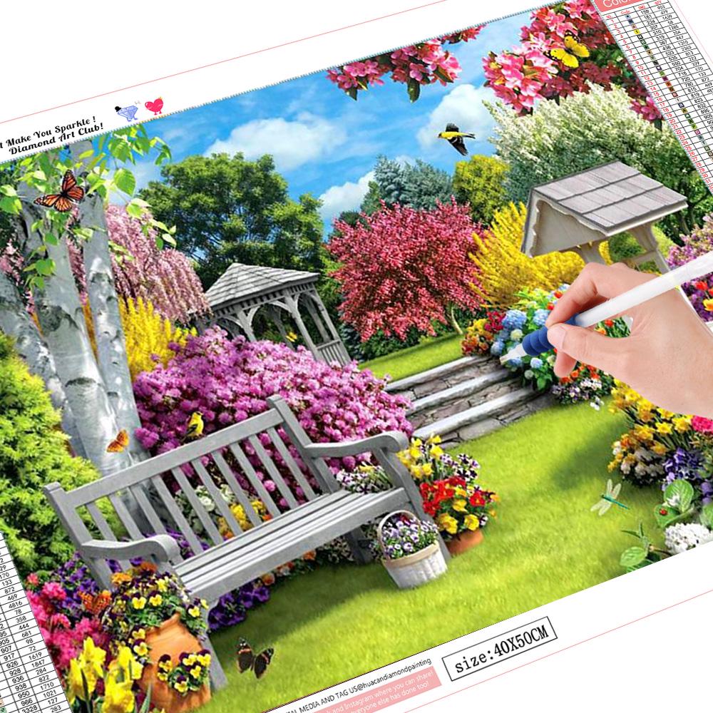 

Полная круглая алмазная картина Пейзаж сад 5d Алмазная картина Цветочная вышивка Крестиком 30*40 cm