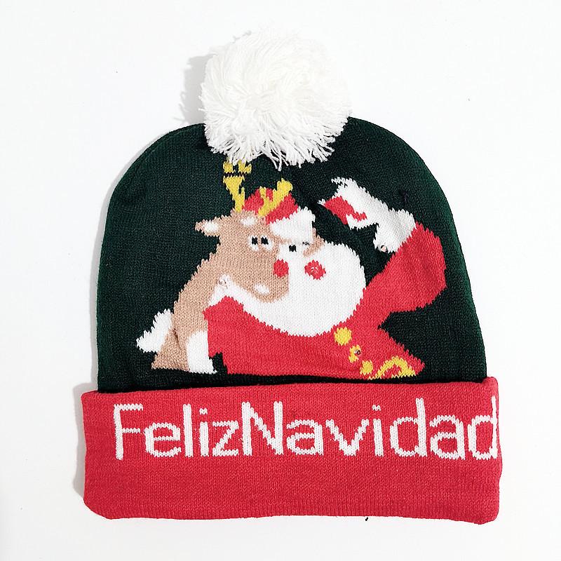 Christmas LED Light Knitted Pom-Pom Hat for Adults - Warm Fashion for Autumn/Winter