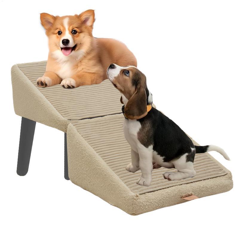 Split Dog Staircase Safety Ramp Dual-Purpose Folding Wooden Footstool Sofa Steps For Large Medium Small Dogs Cats Puppy Supply
