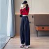 Sickle banana jeans women's trousers spring and autumn retro slightly straight wide-leg versatile casual scimitar pants