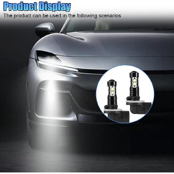 2PCS Bright 50W 881 LED Fog Light Bulbs, 881, 889, 862, 886, 894, 896, 898 Xenon Headlight Bulb Replacement, 6000K Extremely Bright LED Cool White