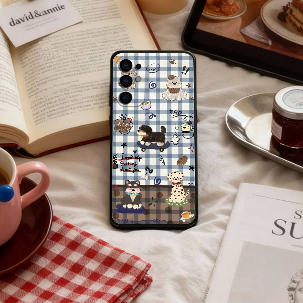 

C-Cute-Dachshund K-Kawai Phone Case For Samsung S 25,24,23,22,30,21,10,9,Ultra,Plus,Lite,FE,4,5 G Soft Black Case Samsung S24ULTRA