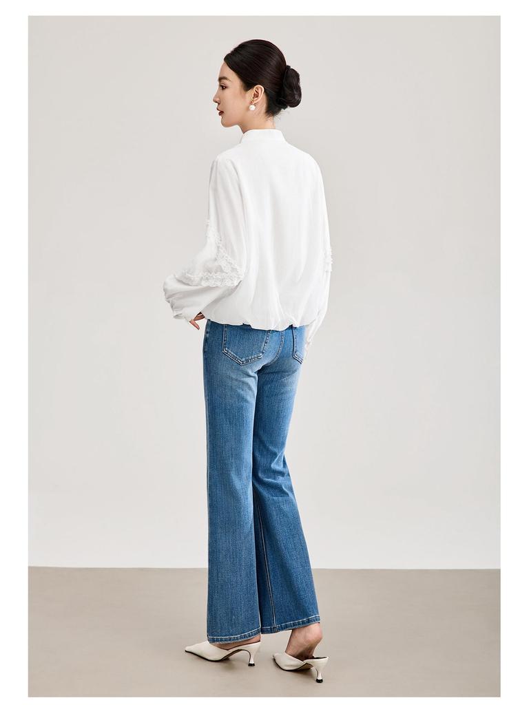 French Style Romantic Tencel Embroidered Women's Spring Shirt