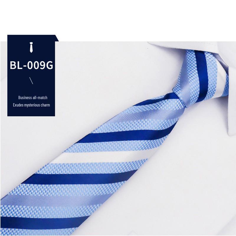 Men's Easy Pull Blue Striped Business Tie