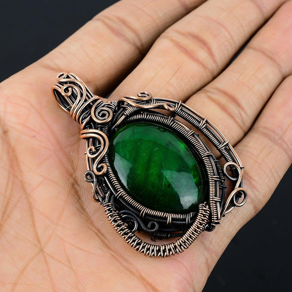 Green Flash Labradorite Pendant Gemstone Jewelry, 999 Copper Wire Wrapped Pendant, Handmade Jewelry Birthstone Pendant, Gift For Him