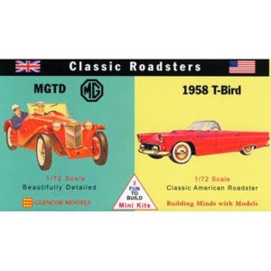 PLATZ Glenco Models Vintage Car Set 1 MGTD 1958 Plastic Model GM03606 1/72 & T-Bird (Car)