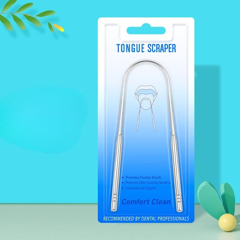 Stainless Steel Tongue Scraper for Oral Hygiene - U-shaped Plastic Card Tongue Coating Brush Cleaning Tool
