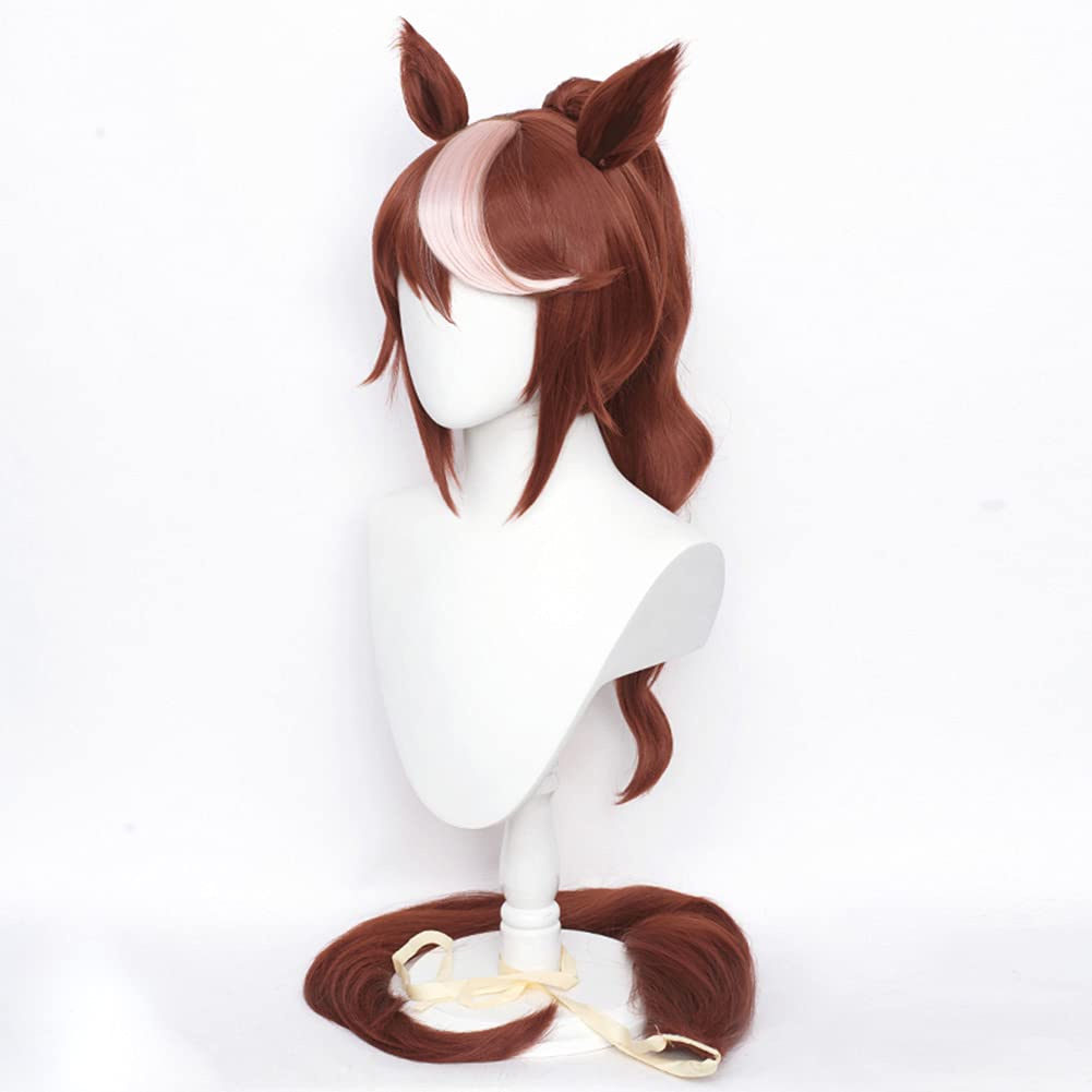 NoryNick Tokai Teio Cosplay Wig with Wig Ears and Tail Net,