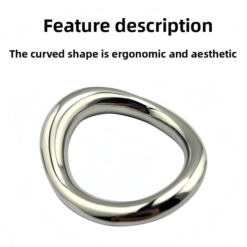 Stainless Steel Curved Locking Ring Heavy Duty Penis Bondage Cock Ring Metal Scrotum Stretcher Male Delayed Ejaculation Sex Toys