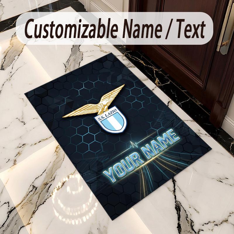 Tappeto in Velluto di Cristallo Stampa Lazio FC Testo Nome Personalizzato Tappetino Decorazione per la Casa