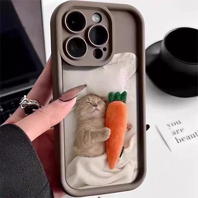 

Чехол для телефона для Samsung Galaxy S25 Ultra S24 S23 FE S22 Plus A16 A54 A55 A35 A34 A33 A32 A15 A14 A13 A52 Модный Мультяшный Милый Чехол-накладка с Спящим котом Samsung A15 5G (4G) темно-коричневого