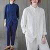 Spring 2026 Chinese Style Cotton Linen Shirt: Long Sleeve, Frog Button, Stand Collar, Loose Fit