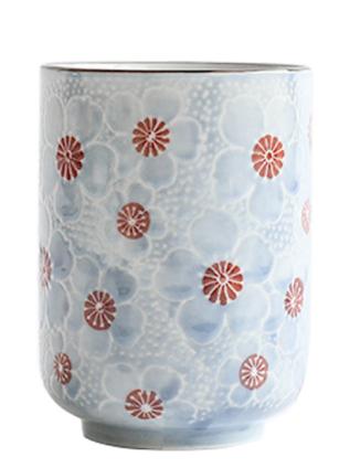 Hand Painted Red & Blue Plum Blossom Ceramic Coffee Mug Japanese Vintage Style for Cafe Home Office Tea Gift 300ml