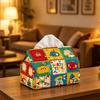 Tissue Box Rectangular Napkin Holder with Oil Painting Design Resistant To Fading Dispenser for Home Office Bathroom Kitchen Bedroom