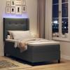 LED Boxspring Bed with Headboard Dark Grey 100 X 200 Cm Fabric