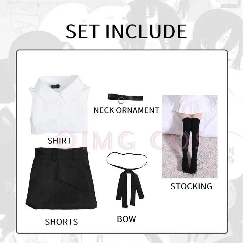 Reze Cosplay Costume Chainsaw Man Outfits Blue Suit Shirt Tie Short  Neck Ring Women Anime Uniform Halloween