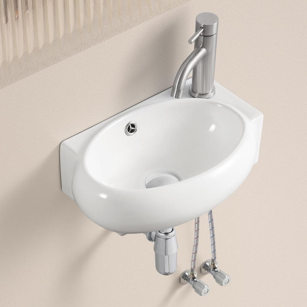 Gemischtes stilvolles Handwaschbecken zur Wandmontage, Handwaschbecken-Set, kleine Waschschüssel, Waschbecken, Wandmontage, Handwaschschüssel, Keramik-Handwaschbecken