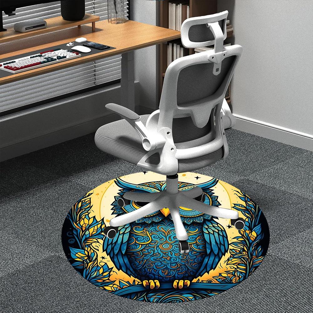 

1 шт. Круглый ковер с мандалой совы для офиса, комнатный коврик, подходит для офиса, под офисные стулья, спальни, гостиной, домашнего декора, D137 80cm by 80cm