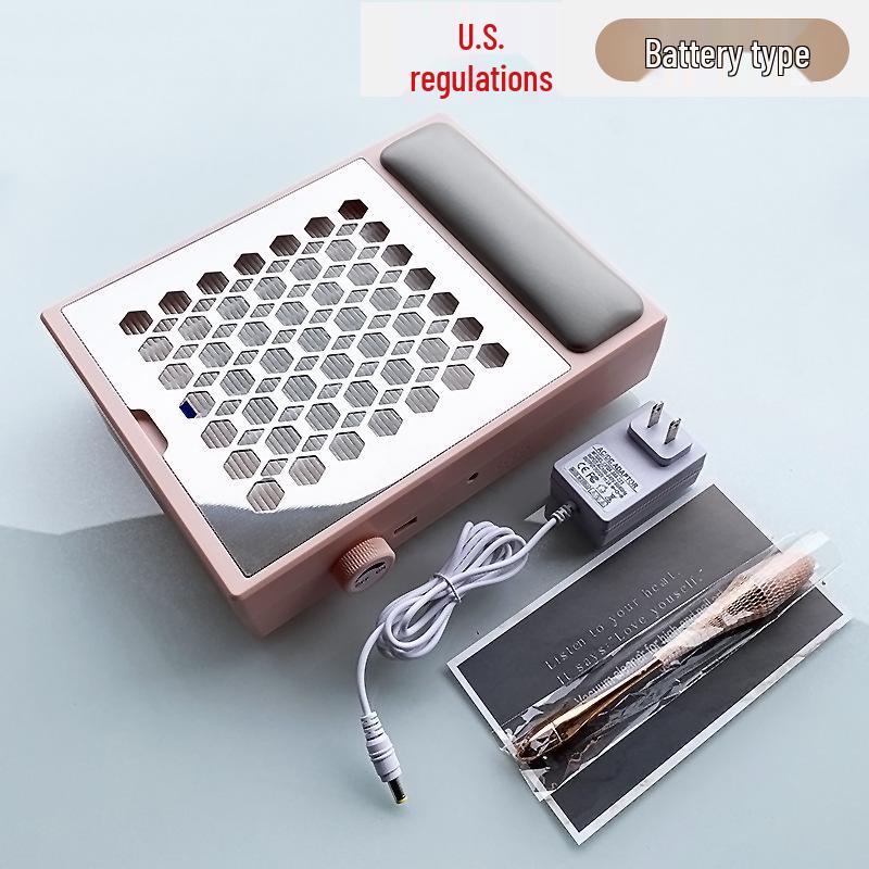 Rechargeable Brushless Nail Dust Collector with Adjustable Speed and High Suction Power, Includes Hand Rest.