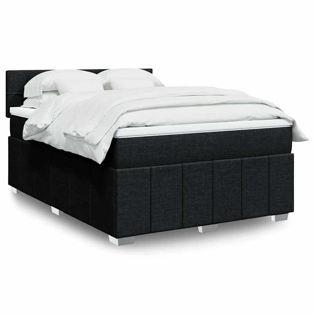 Vidaxl Kontinentalbett Mit Matratze, Schwarz, Stoff, 140X190 Cm