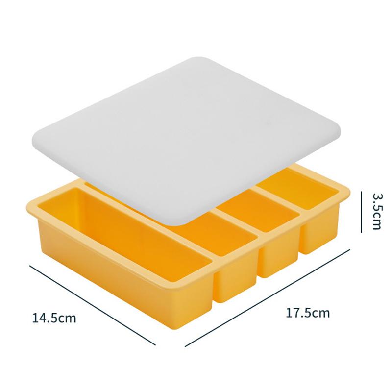 1Pc Giant Storage For Food Meal Sauce With Lid Silicone Freezer Trays Extra Large Soup Ice 4 Cubes Tray Food Freezing Molds