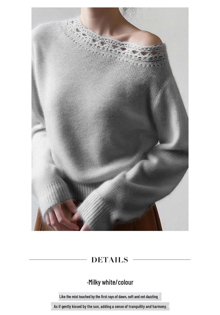 2025 Women's Hand-Crocheted 100% Cashmere Round Neck Slimming Sweater