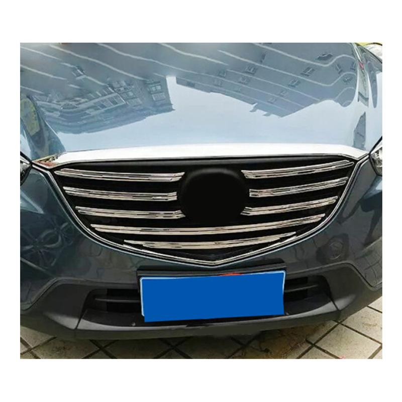 For Mazda CX-5 CX5 2012 2013 2014 2015 2016 Car ABS Chrome Panel Front Engine Machine Racing Grill Grille Hood Stick Trim Lamp