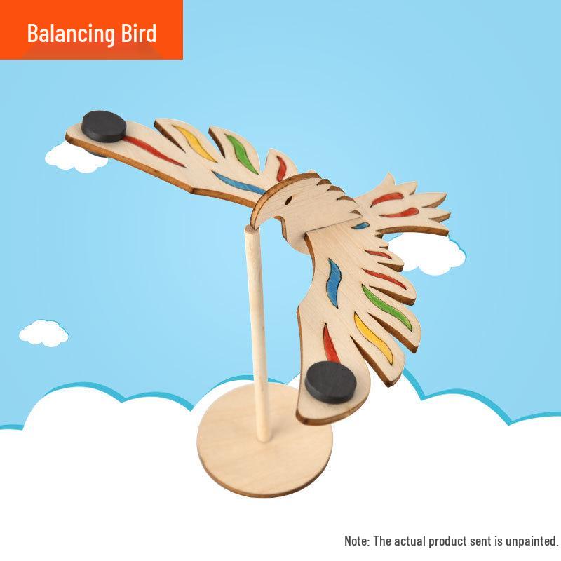 Creative DIY Wooden Balance Bird Science Experiment Toy for Primary Students N/A