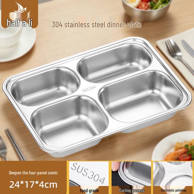 Deepened 304 Stainless Steel Divided Meal Plate