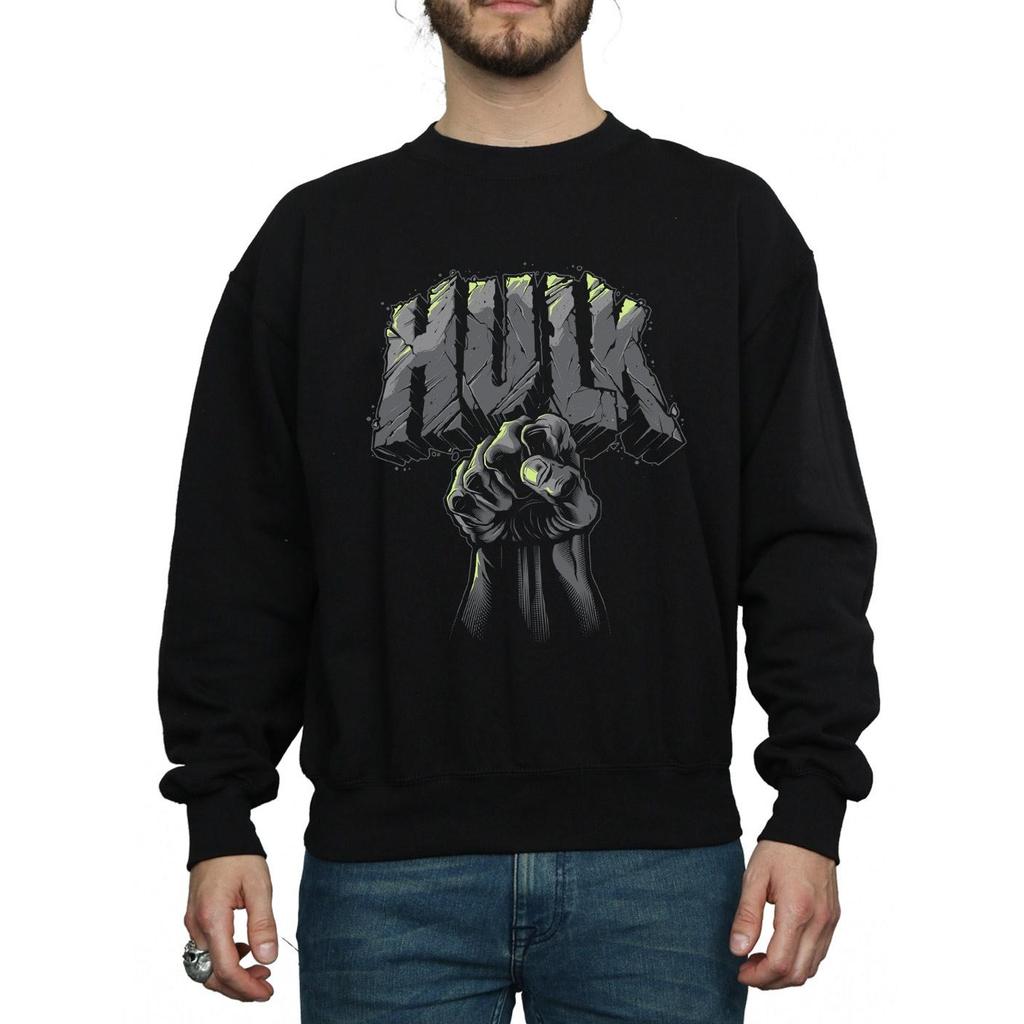 Marvel Mens Hulk Punch Logo Sweatshirt
