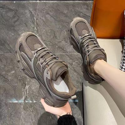Buty do biegania na platformie Damskie Wiosna i Jesień Nowe Uniwersalne Miękka Podeszwa Casualowe Sportowe Buty typu Dad Ins Moda Zwiększające Wysokość Buty Damskie