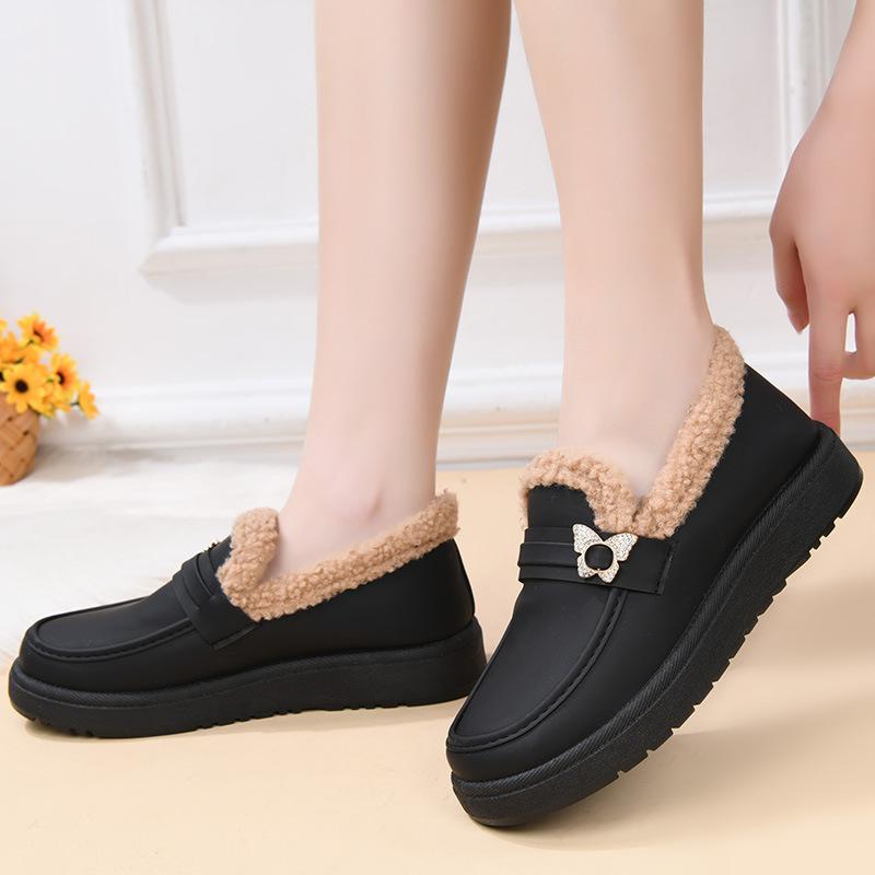 Winter New Leather Waterproof Cotton Boots Women's Velvet Thickened Warm Snow Boots Middle-aged and Elderly Fashion Casual Mother Shoes