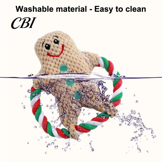 Plush Dog Toy with Sound Christmas Toy, Squeaky Chew Cotton Rope, Bite Resistant Pet Toys for Aggressive Chewers Holiday Small Medium Dogs,