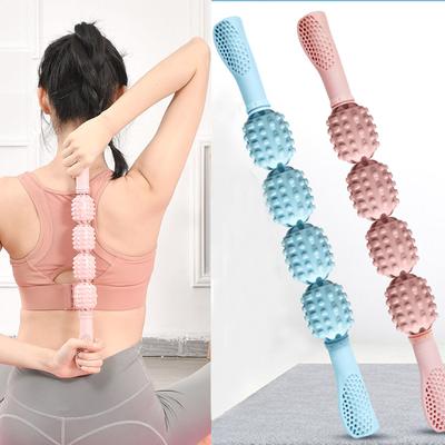 Yoga Exercise Massage Roller Stick Trigger Point 4 Wheel Body Massage Anti Cellulite Slimming Muscle Roller Relieve Stress Relax