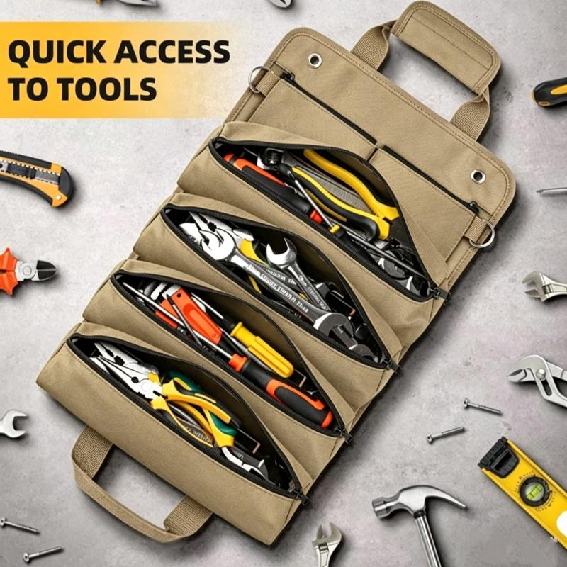 Tool Roll Bag Organizers Electrician Kit Roll-type Easy Carry Storage Hanging Bag Vehicle-mounted Multifunctional Hardware Gift