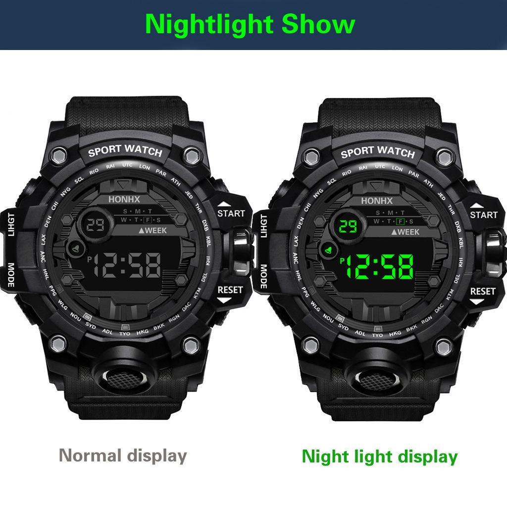 Multifunction Men's Watches Outdoor LED Digital Sports Watch for Man Kids Teen Dark-screen Design Luminous Electronic Wristwatch