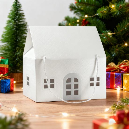 Cutie Cadou Căsuță Minunată de Crăciun Ambalaj Reutilizabil cu Tematică de Casă de Vacanță Cutie Decorativă de Păstrat Suveniruri Decorațiune de Iarnă pentru Casă