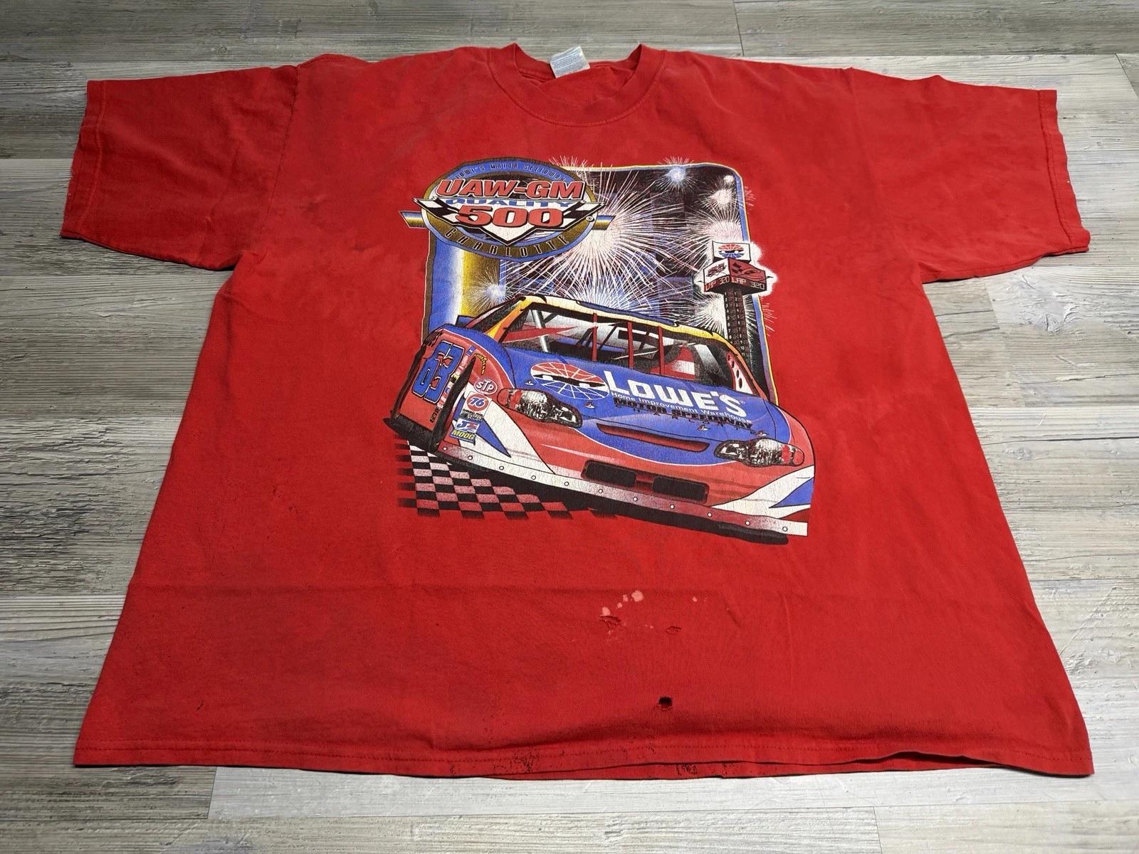 

Vintage NASCAR UAW GM 500 Double Sided Tee 2XL Lowes Motor Speedway Distressed M