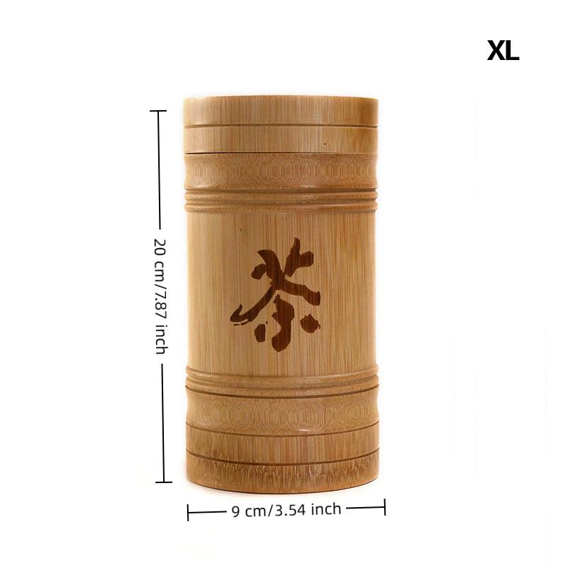 Handmade Bamboo Tea Storage Box Chinese Carved Tea Canister Lid Seal Kitchen Storage Jars Spice Coffee Beans Box Case Organizer