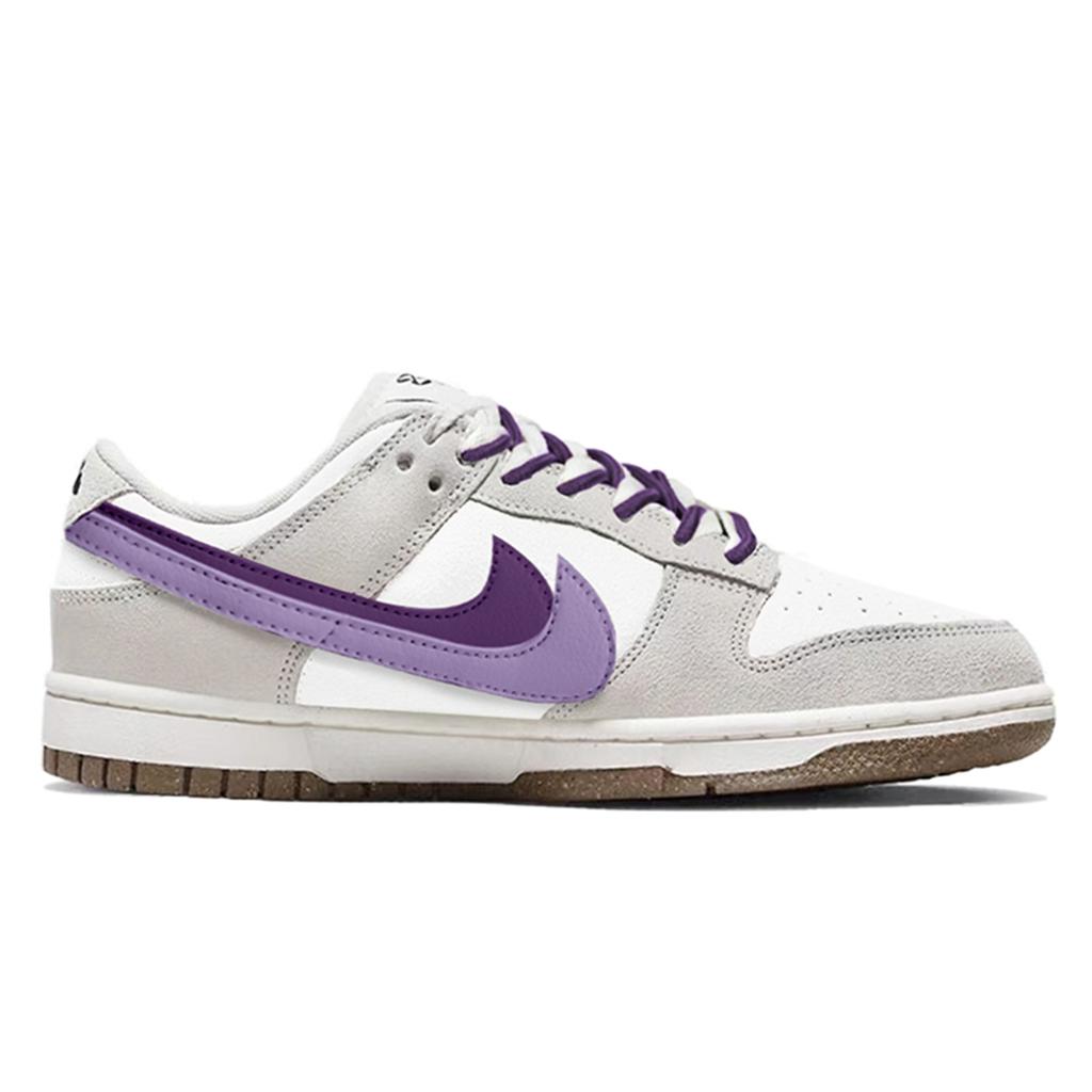 Nike Dunk Sheepskin Coverage Slip Resistant Low top Skateboard Shoes Unisex White Gray Purple DO9457-100(TeamY-)