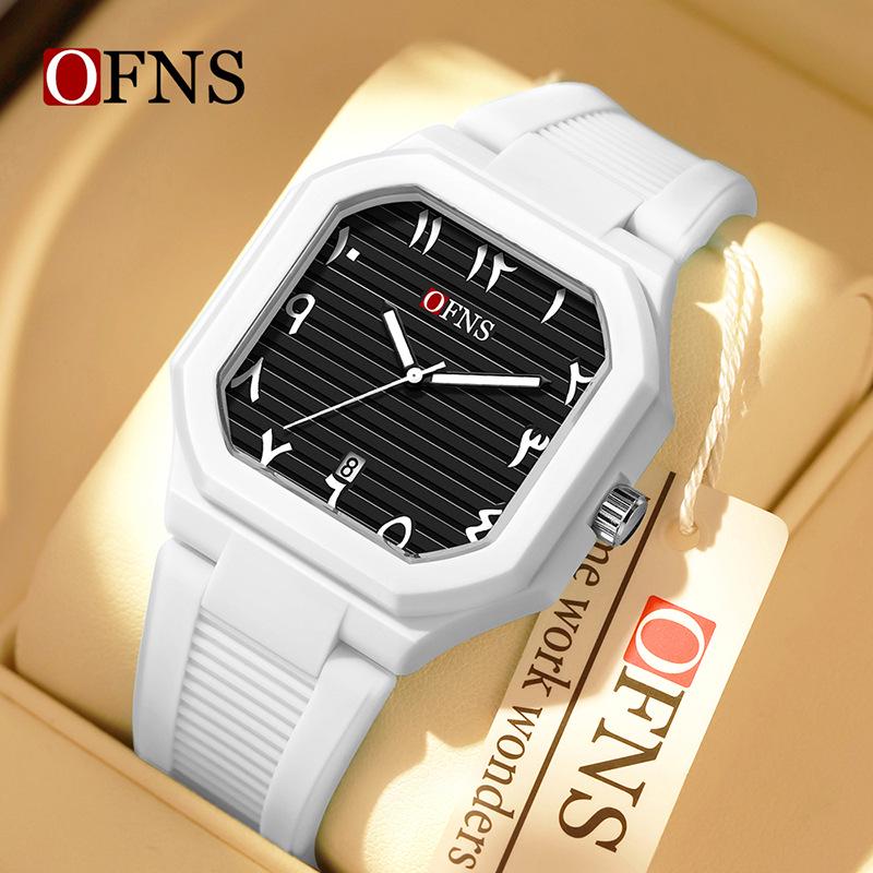 OFNS Waterproof Quartz Watch with Square Arabic Numerals - Unisex Design for Students in the Middle East